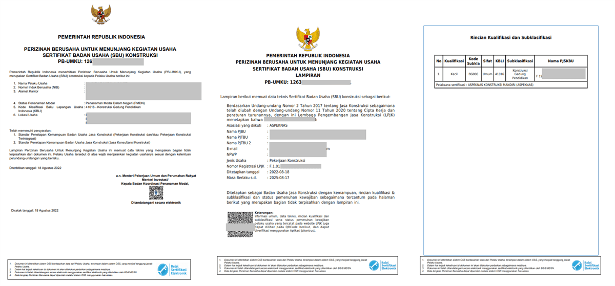 TIGA PUTRA CINTA Contoh Format Sertifikat Badan Usaha (SBU) Jasa Konstruksi